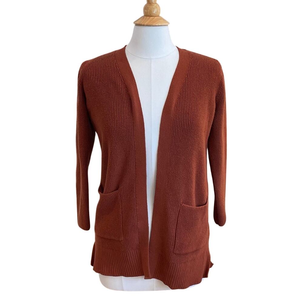 Old Navy Open Front Cardigan Sweater, Rust, Chipotle Brown, Preppy, Minimalist S